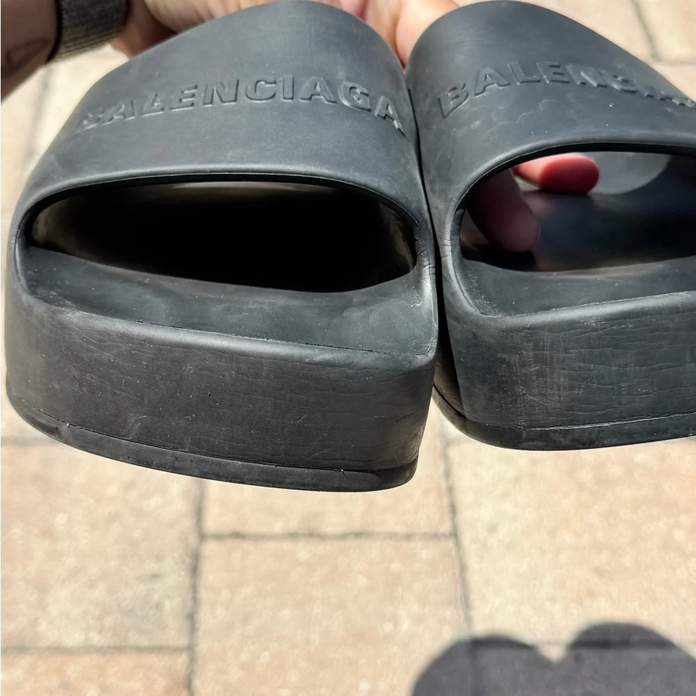 Balenciaga Black Platform Slide Sandals